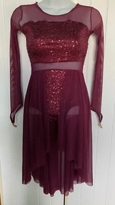 Weissman Mädchen Tanzkostüm Kleid lyrisch burgundisch MC Medium Kind 10-12 Jahre - Bild 1 von 5