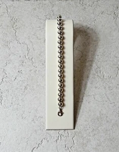 Brazalete de eslabón de cuentas de plata esterlina 925 de 7,5", broche de garra de langosta - Imagen 1 de 4