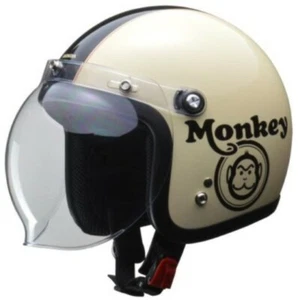 HONDA MONKEY Original Open-Face Helmet Bubble Shield Ivory × Black Size L - Picture 1 of 6