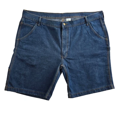 全新无标签男式 44 码蓝色牛仔钥匙木匠耐用重型工作短裤口袋 — 第 1/4 张图片