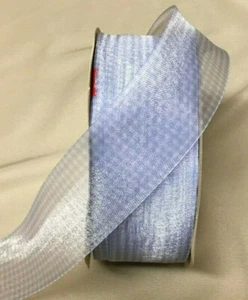10 Yds. SHEER BLUE GINGHAM CHECK RIBBON 1 1/2" Wide - Picture 1 of 1