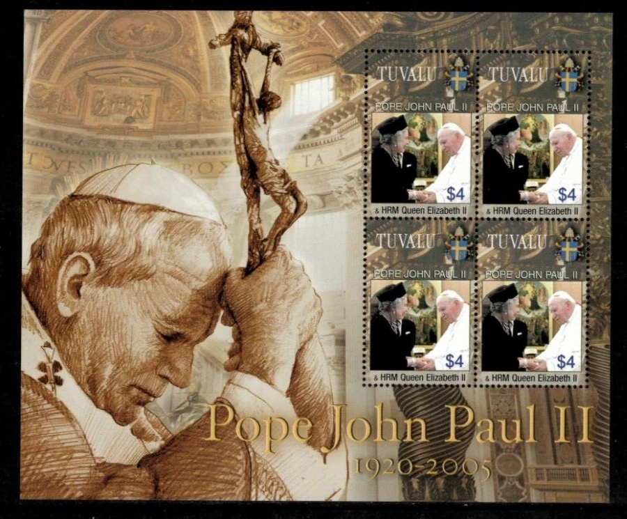 Tuvalu 2005 - Memorial Papa Juan Pablo II - Hoja de 4 estampillas - Scott #971 - MNH Foto 1 de 1