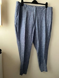 Principles Trousers Size 20 Blue Linen Viscose High Rise Tailored Formal Occasio - Picture 1 of 8