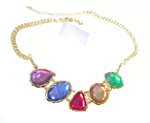 Cookie Lee Colorful Acrylic Rhinestone Necklace NEW With Tag 17-19" - Picture 1 of 2