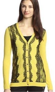Marchesa Voyage Strickjacke (S, M) $ 395 Neu mit Etikett Spitzenbesatz Merinowolle Strick - Bild 1 von 4