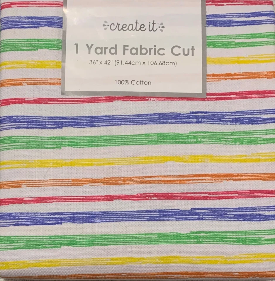 Create it Fabric Cut, 1 Yard, Peace Stripes White - Image 1 of 1