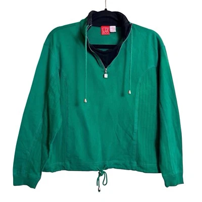 Suéter Vintage Liz Claiborne Petite Medio Verde Cordón Cuarto Cremallera Foto 1 de 4