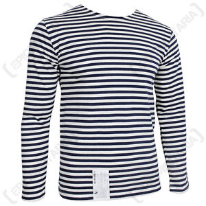 Genuine Russian Navy Telnyashka - 100% Cotton Long Sleeve Striped T-Shirt New