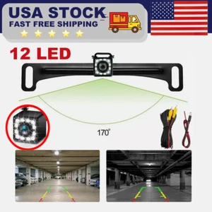 Car Rear View Backup Camera License Plate Reverse 12 LED Night Vision HD 170° - Picture 1 of 11