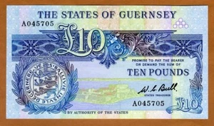 SET Guernsey, 10 pounds, ND (1980-1989), P-50a, A-Prefix UNC - Picture 1 of 2