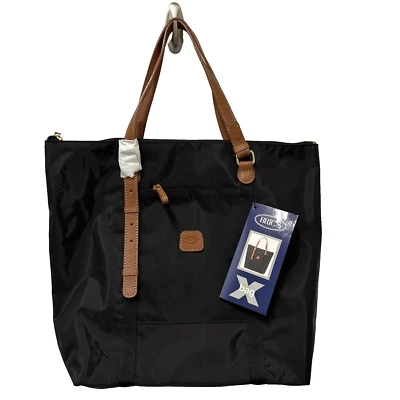 Bolso de Mano Brics Grande Shopping X Bolso Negro Cremallera Nylon Cuero Nuevo con Etiquetas Foto 1 de 4