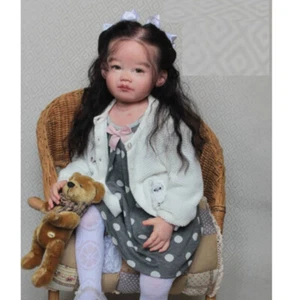 Reborn Baby Doll 30inch Finished Toddler Girl Rooted Black Hair Birthday Gift - Picture 1 of 2