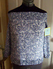 CeCe Woman's Long Sleeve Smocked Off-The -Shoulder Top Blue Floral Size XS