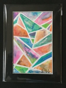Beautiful Ink Painting "Fracture" Artwork 4" x 6" Signed, Matted Sleeve US - Picture 1 of 11