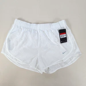 Nike Shorts Womens Large White Dri-Fit Brief Lined Athletic Ladies Gym NWT - Picture 1 of 10