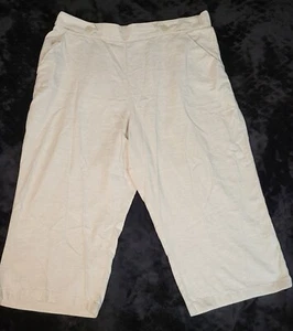 Croft & Barrow Pants Womens Beige Linen Blend Crop High Rise Pull On Size 2X - Picture 1 of 4