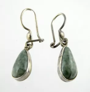 Orecchini Cabochon Gancio Cabochon Argento Sterling Lucidato Verde Serpentina 925 3,5 g 1,25 - Foto 1 di 10