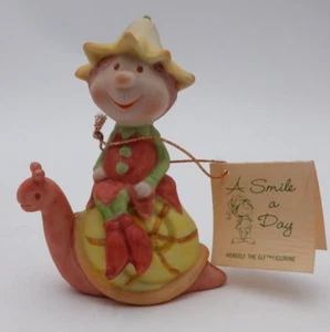 Vintage 1979 Herself the Elf A SMILE A DAY on SNAIL Figur Original Hang Tag - Bild 1 von 9