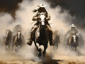 West Art Cowboy Riding Horse Home Decor Wall Art Print Poster Painting Canvas - Picture 1 of 7