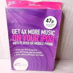 4X MORE MUSIC ON YOUR IPOD SHRINK MY TUNES NEW IN BOX - RARE RETRO SOFTWARE - Picture 1 of 4