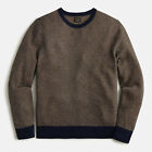 NWT J Crew 100% Cashmere Herringbone Jacquard Crewneck Sweater in Tan & Blue