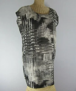 Abito tunica Won Hundred donna US 6 EU 36 designer nero avorio manica cappuccio top - Foto 1 di 10