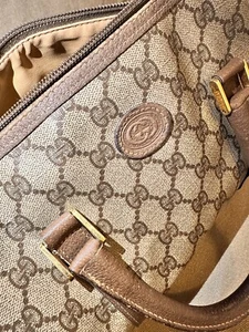 Original Ophidia Vintage Gucci Handtasche Leder braun Monogramm geprägt - Bild 1 von 16