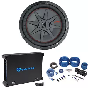 Kicker 48CWRT124 COMPRT12 2000W 12" Slim Car Subwoofer+Mono Amplifier+Amp Kit - Picture 1 of 12