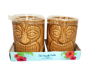 Ceramic Tiki Mask Citronella Candles 3 1/2" tall, Set of 2 - Picture 1 of 6