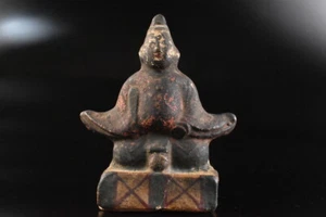 T1521: Japanese Pottery Colored porcelain DOLL Statue sculpture Lucky charm - Picture 1 of 8