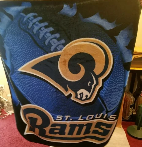NFL St. Louis Rams Woven Throw Blanket 46" X 60" EUC Cover