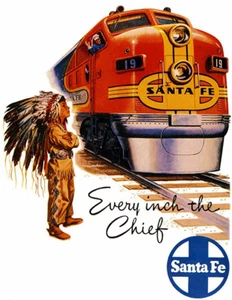 1948 Santa Fe Chief Railroad - Travel Poster - Picture 1 of 1
