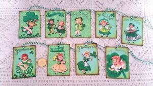 9~St Patrick's Day~Vintage~Retro~Linen Cardstock~Gift~Hang~Tags