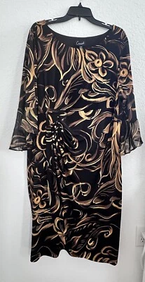 Vestido Vaina Para Mujer Connected Apparel 22W Negro Floral Acelerado Manga Campana 3/4 Foto 1 de 4