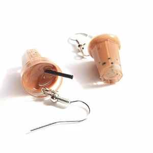 Bubble Boba Tea Earrings Choose Regular or Green Tea - Picture 1 of 7