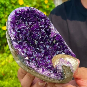 4.07LB Natural Uruguayan Amethyst Quartz CaveGeode Crystal - Picture 1 of 13