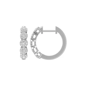 10K White Gold Lab Grown Diamond Composite & Cluster Hoop Earrings for Women - Picture 1 of 7