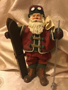 Vintage Pappmaché Skifahren Weihnachtsmann 11,5" groß  - Bild 1 von 7