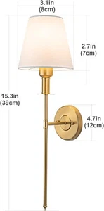 Set of 2 Vintage Battery Operated Wall Sconces – Gold Wall Lights-Remote Control - Picture 1 of 7