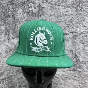 Rolling Rock Mütze extra hell grün schwere Nähte bestickt Pferd Druckknopflasche - Bild 1 von 10