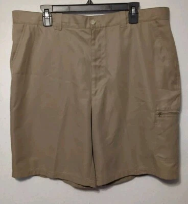 Pantalones Cortos Top Flite Para Hombre 38 Beige Carga Frente Plano Cremallera Bolsillo Botón Poliéster Foto 1 de 4