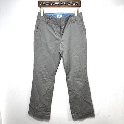 Ann Taylor LOFT Khaki Pants Business Casual Boot Cut Gray Solid Flat Front Women - Image 1 of 4