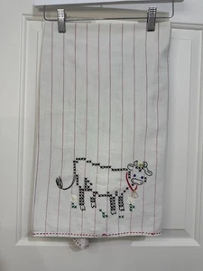 Asciugamano da tè oversize ricamato vintage anni 40 50 cucina mucca fattoria country cottage rosso - Foto 1 di 9