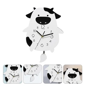 1Pc Cartoon Cow Shaped Clock Decorative Clock Living Room Wall Clock (White) - Picture 1 of 12