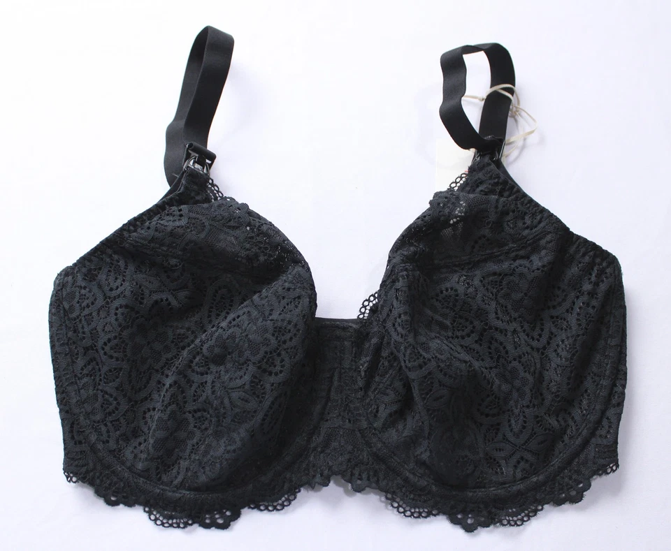 Bravissimo Women's Non-Padded Stretch Lace Millie Nursing Bra EH6 Black 30J NWT - Image 1 of 3