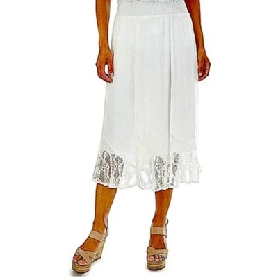 Apt. 9 Lace Trim Midi Skirt Flowy Fairy Ethereal Boho Rayon Blend White XXL NWT - Image 1 of 4