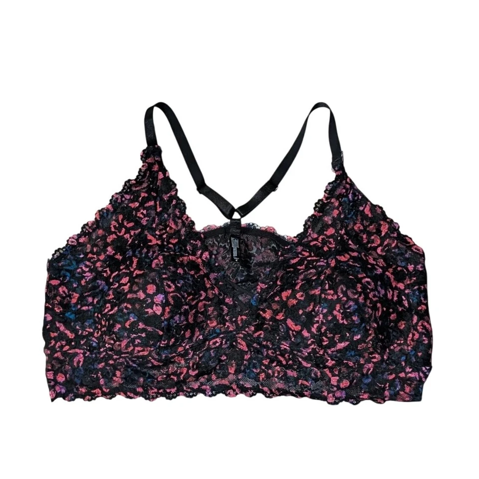 Bralette de Encaje Tórrido Ligeramente Forrado Talla 4X Negro Rosa Floral Foto 1 de 4