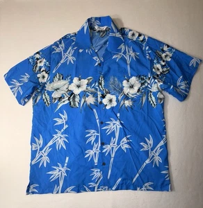 Alvishlife Men’s Hibiscus Blue Hawaiian Shirt Size XL - Picture 1 of 8