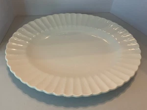 J &G Meakin Ironstone "CLASSIC WHITE" 12" Scalloped Edge Oval Platter 2" design - Picture 1 of 3