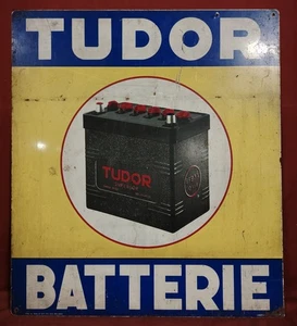Tabella targa smaltata a 2 facce Batterie Tudor - Foto 1 di 7